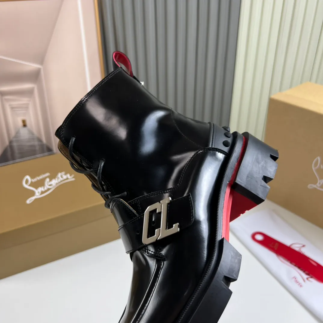 Men's shoes 💰800💰 CL popular red-soled boots 🆑1:1 original mold, Christian* Louboutin, imported open-edge beaded cowhide leather on the upper + water-dyed cowhide lining, original outsole ⬆️ wear-resistant and non-slip, full set of counter packaging 🎁38-45 (38.45 for customization, non-refundable)